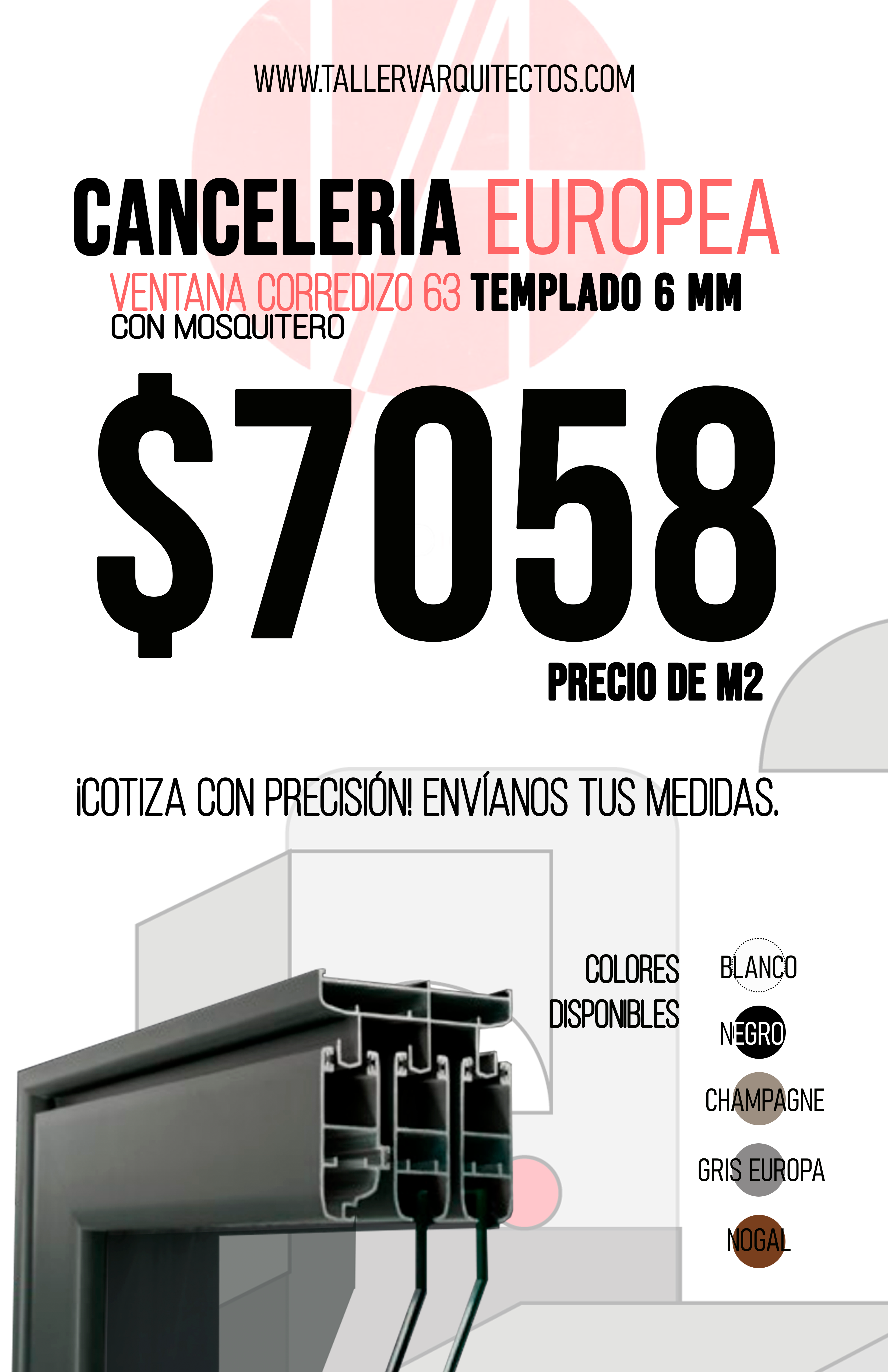 Ventana Corrediza OXXO con Mosquitero-Marco 63 Linea Europea