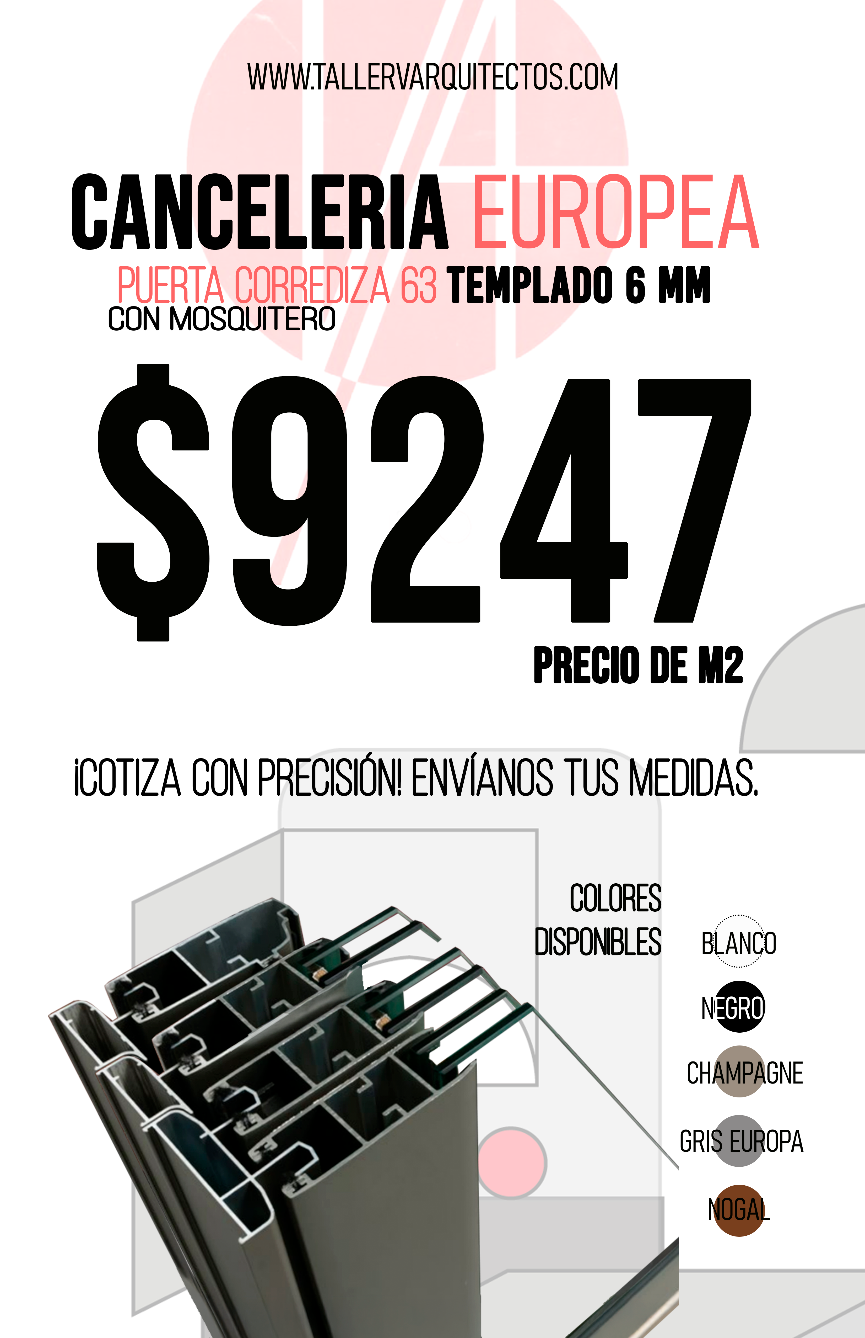 Puerta Corrediza OX con Mosquitero-Marco 63 Linea Europea