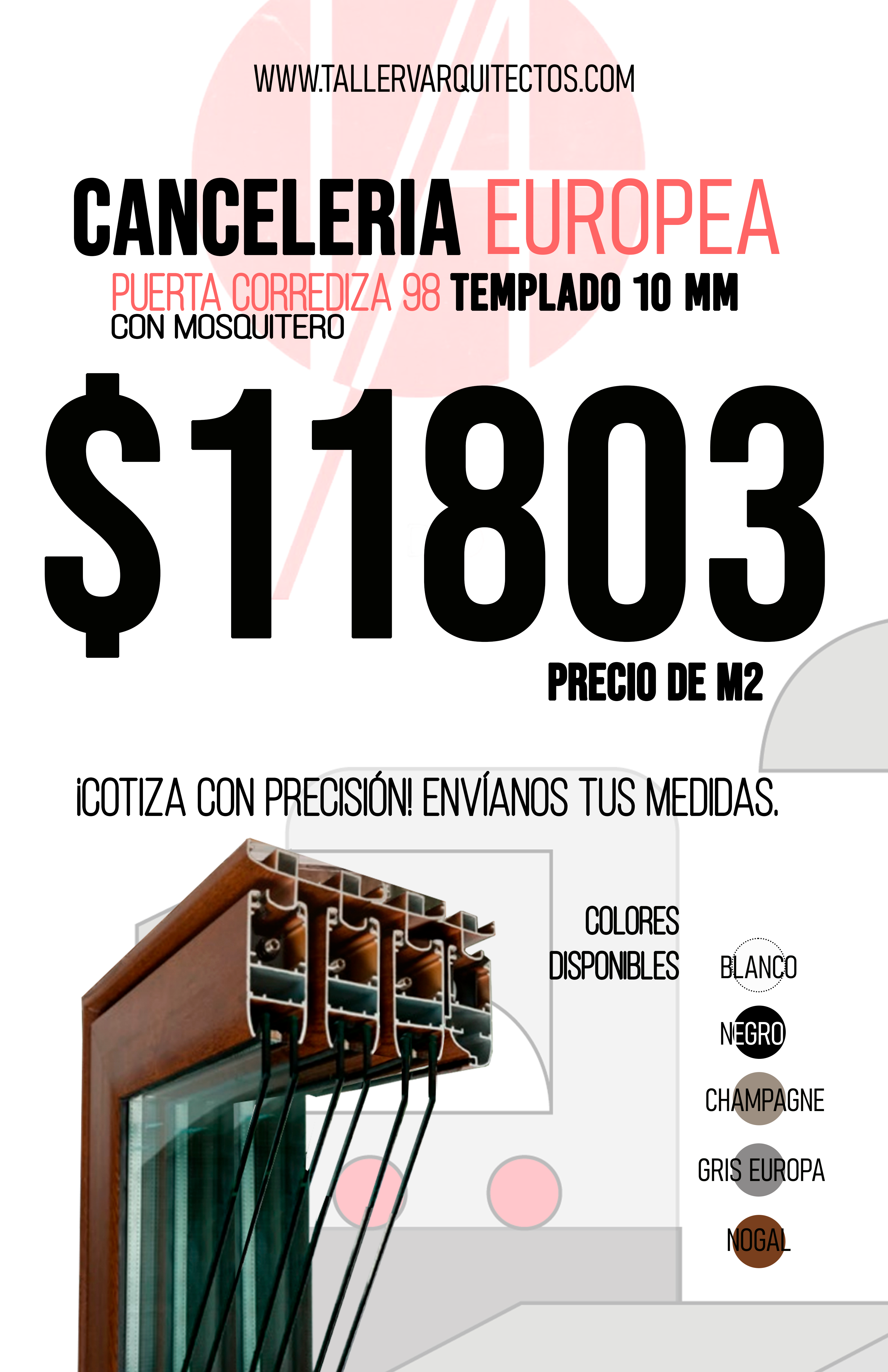 Puerta Corrediza OXX con Mosquitero-Marco 98 Linea Europea