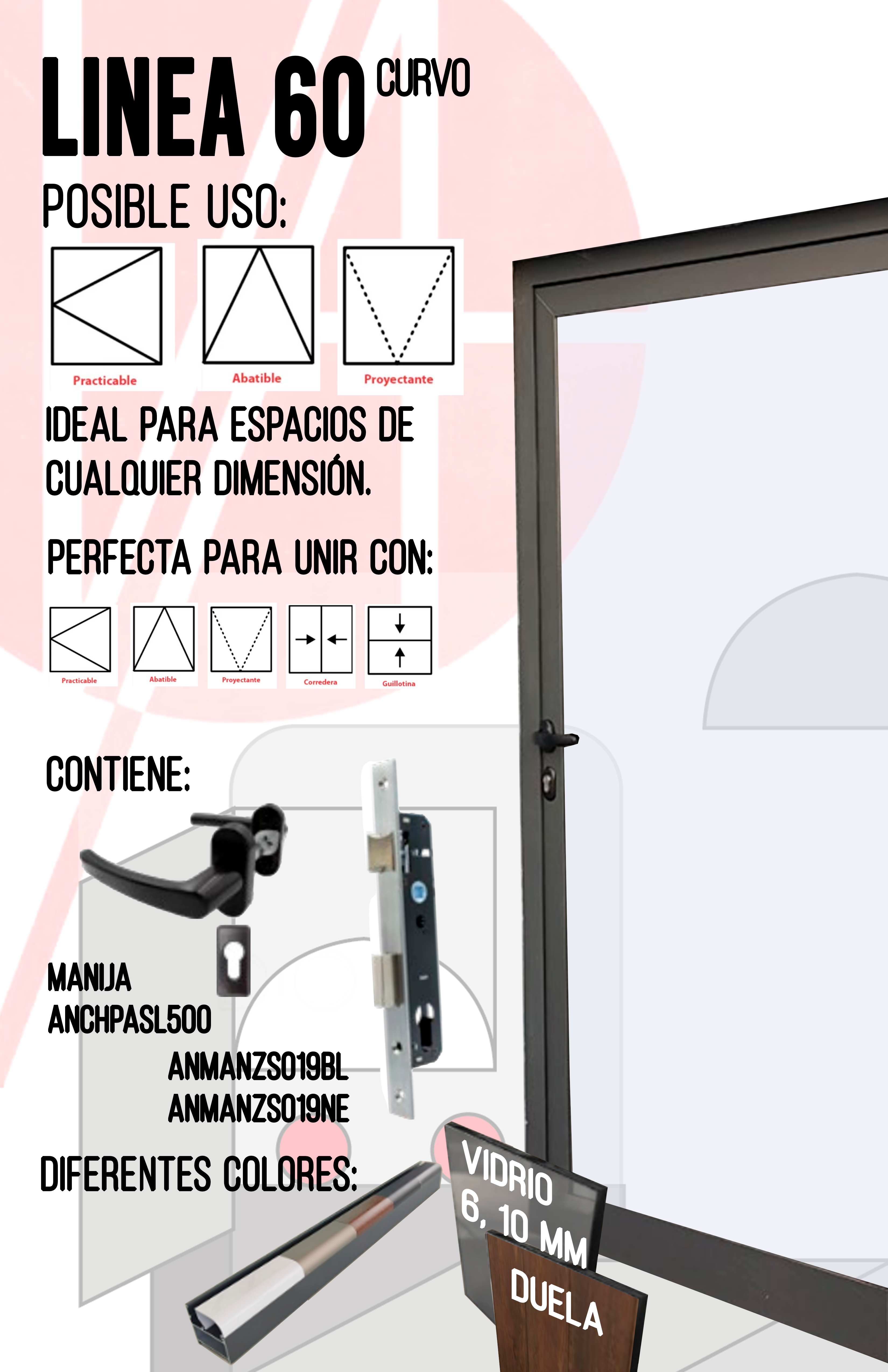 Puerta Batiente-Marco 60 Curvo Linea Europea