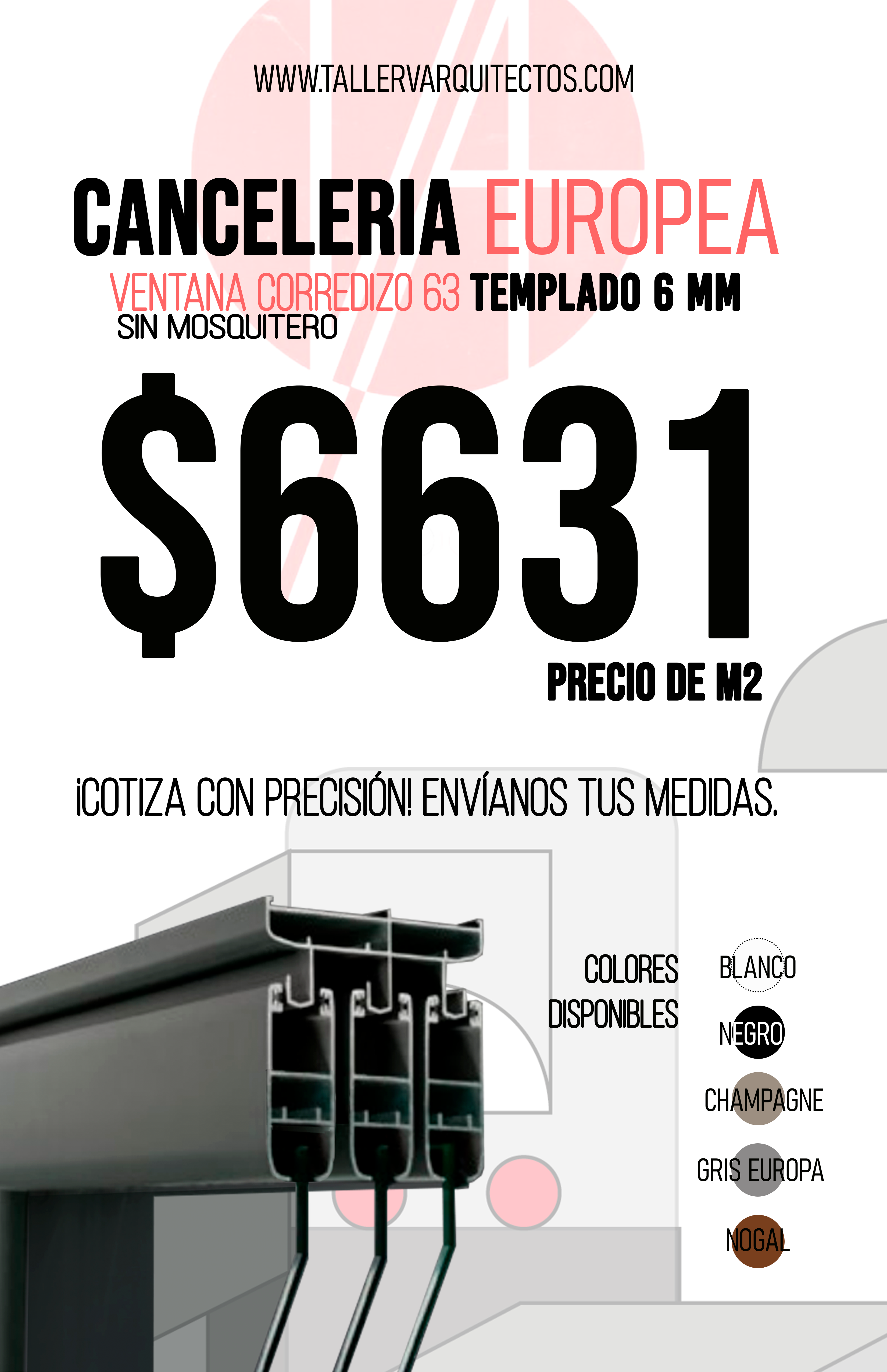 Ventana Corrediza XOX sin Mosquitero-Marco 63 Linea Europea