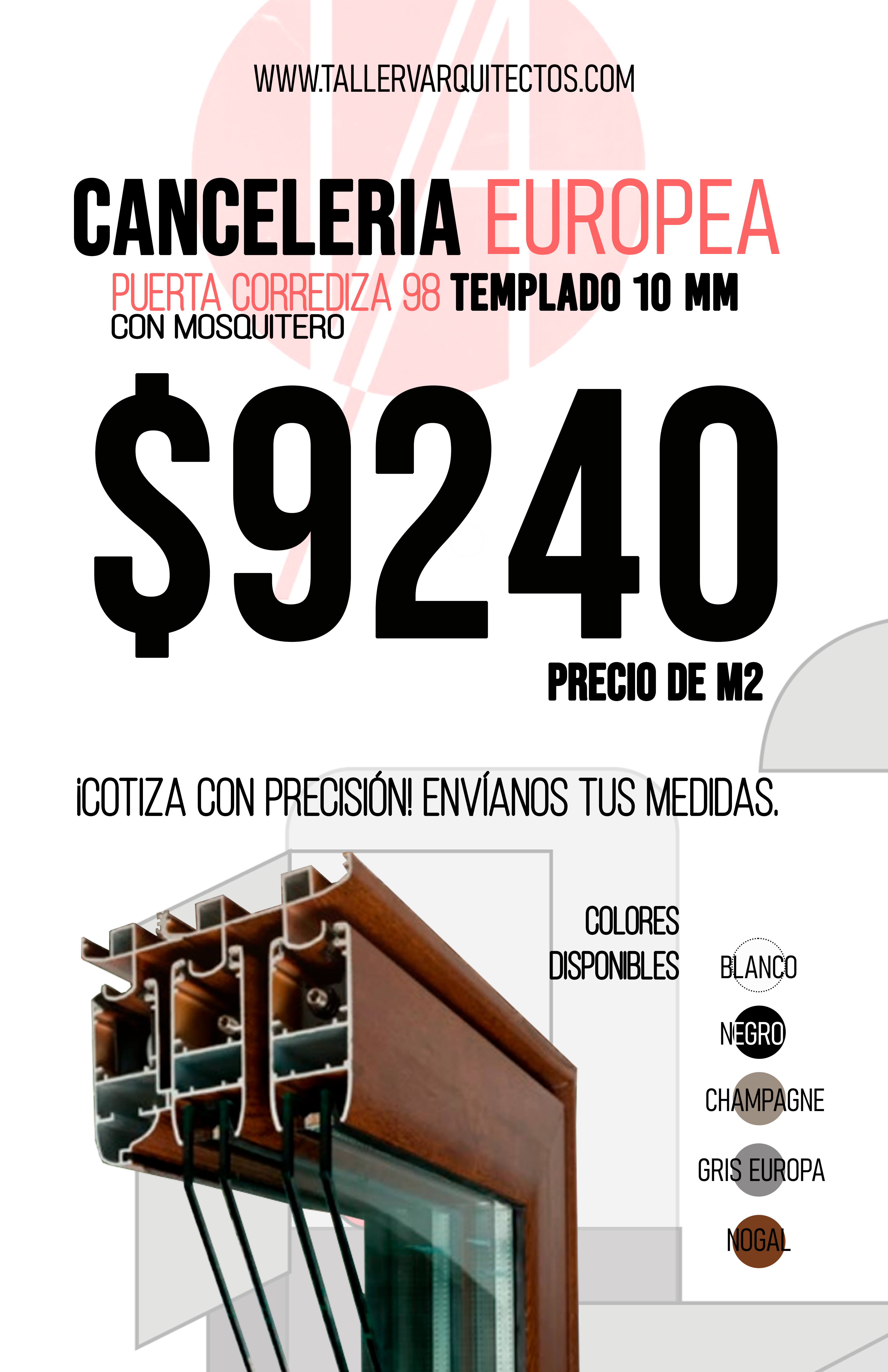 Puerta Corrediza OX con Mosquitero-Marco 98 Linea Europea