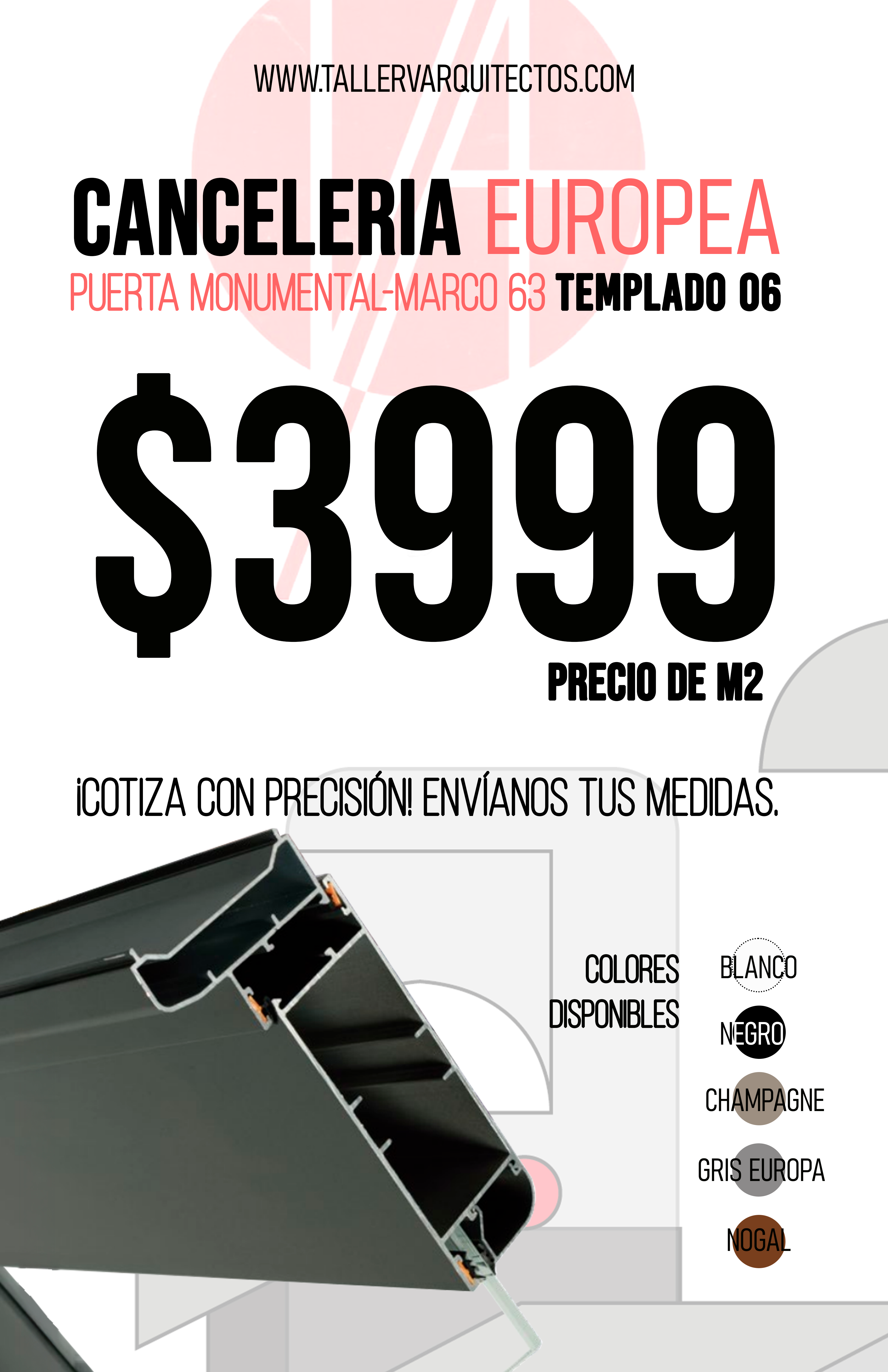 Puerta Batiente Monumental-Marco 63 Linea Europea