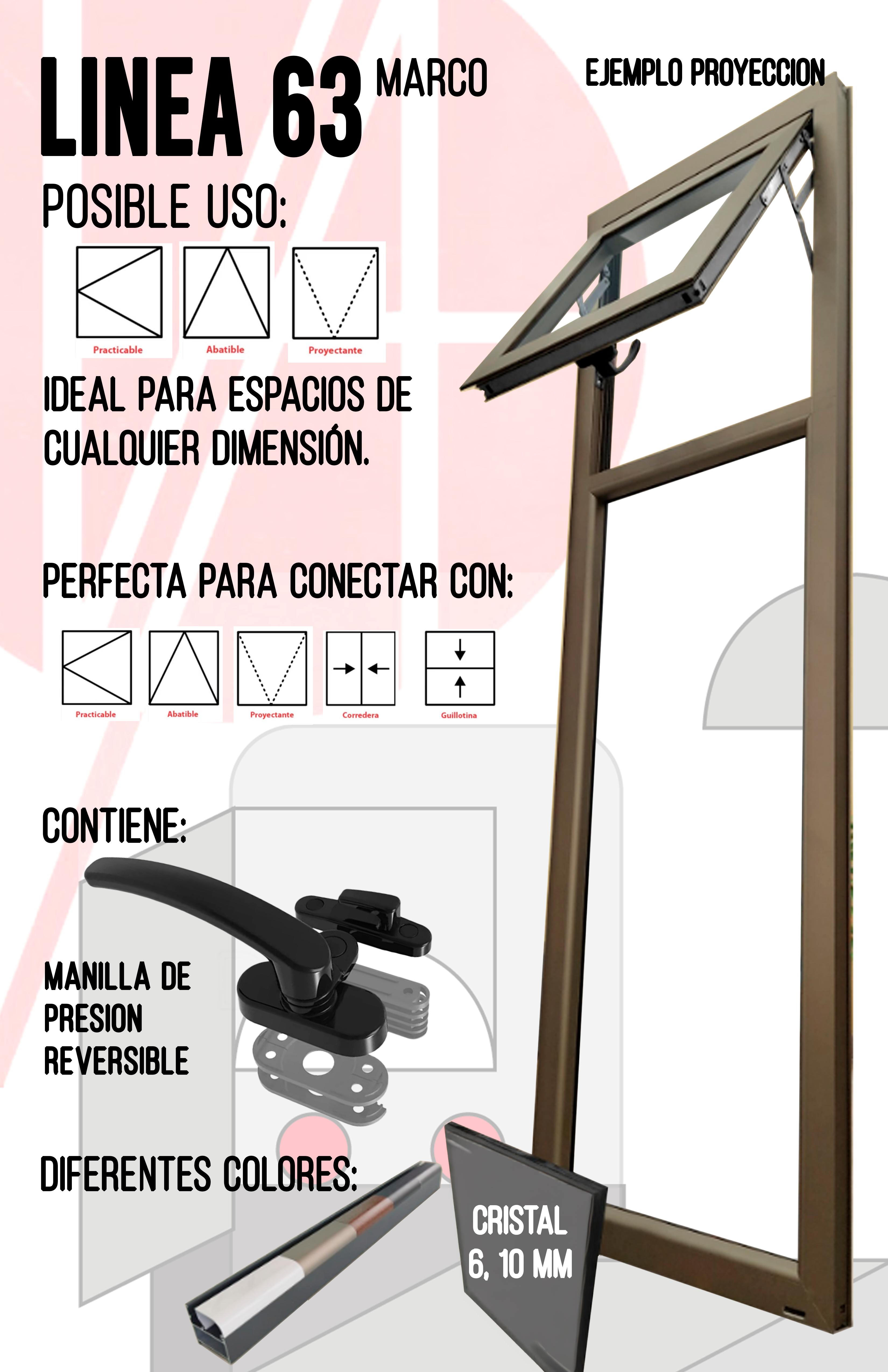 Cancelería Ventana Batiente-Marco 63 Linea Europea