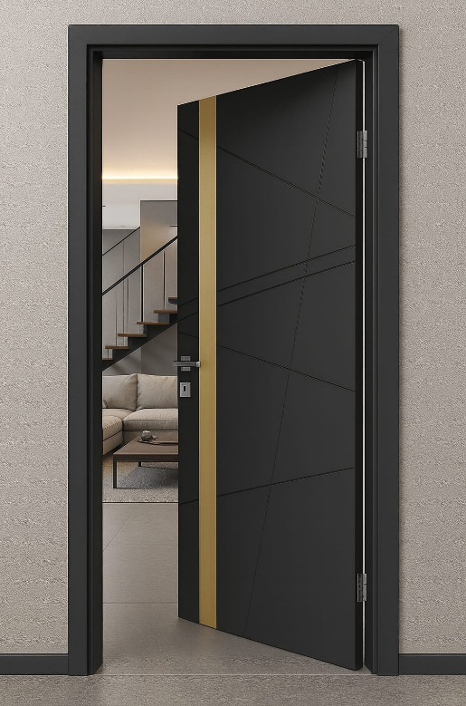 Modern interior door with gold trim (38'' x 82'')