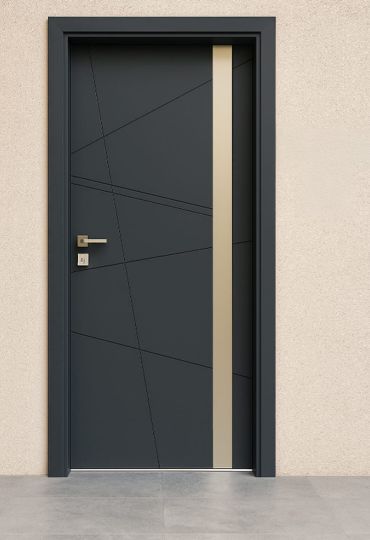 Modern interior door with gold trim (38'' x 82'')