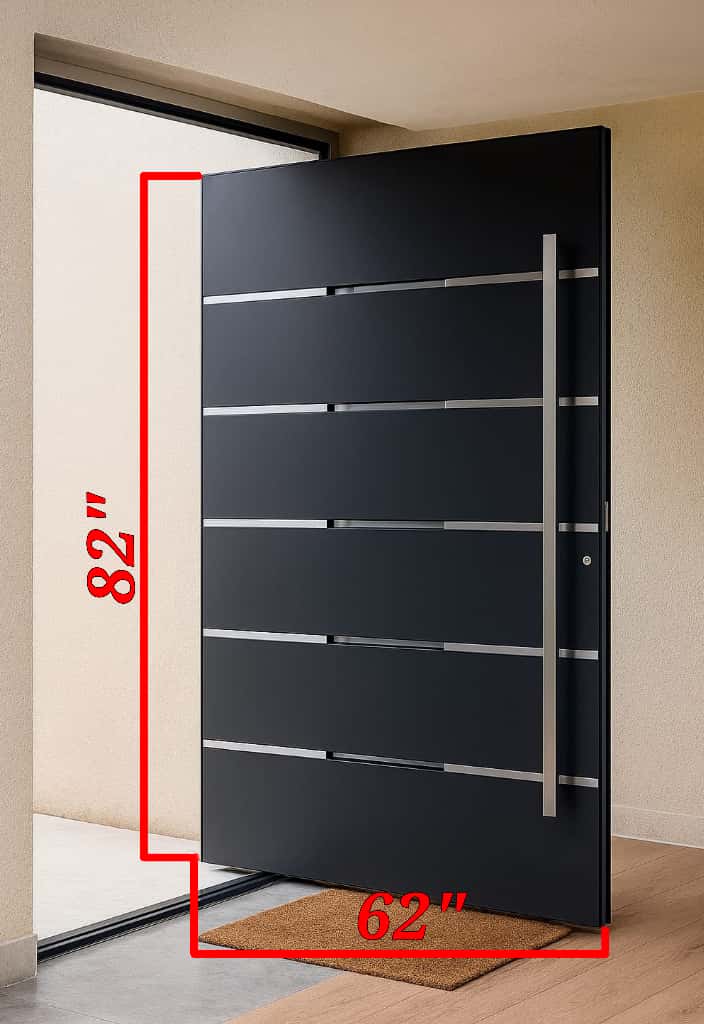 SWLLC Single Entry Inward Opening Pivot Door, 72 x 96, Matte Black