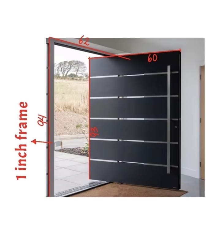 SWLLC Puerta pivotante de una sola entrada con apertura hacia el interior, 94 X 62, negro mate