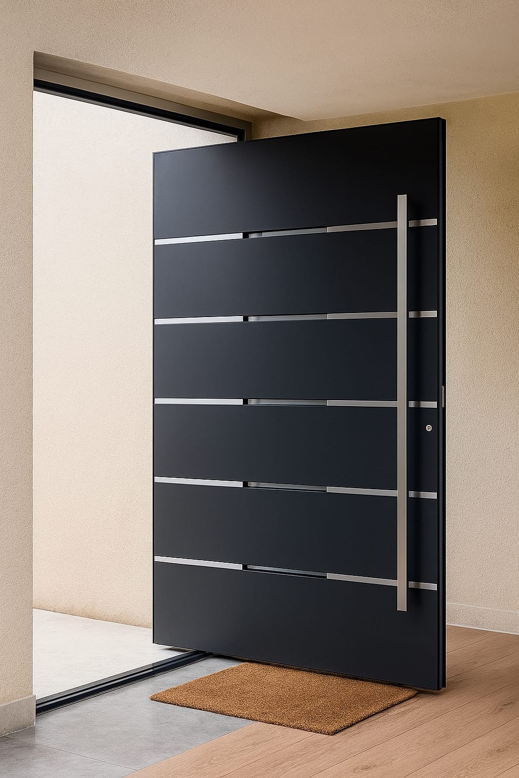 SWLLC Single Entry Inward Opening Pivot Door, 72 x 96, Matte Black