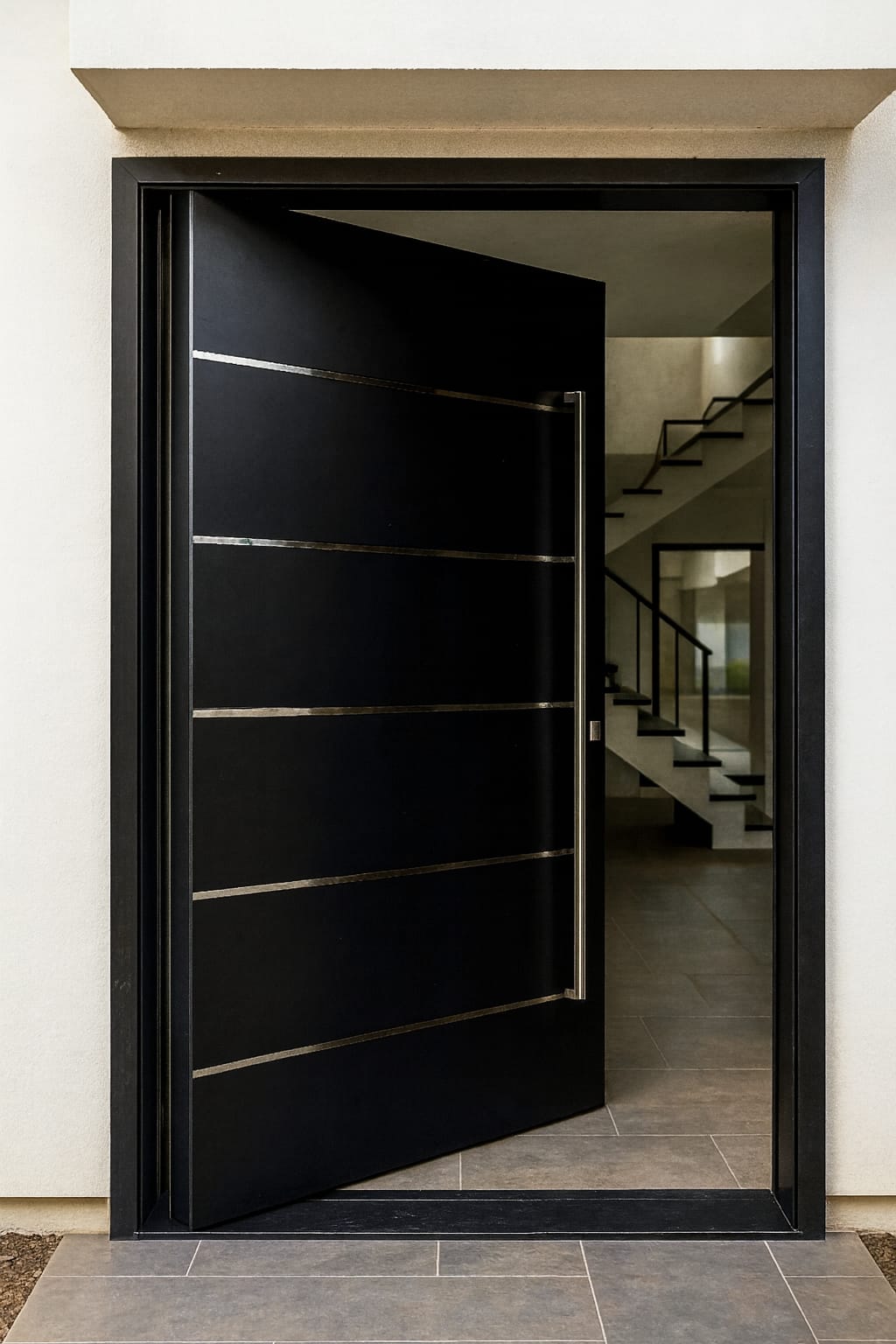 SWLLC Puerta pivotante de una sola entrada con apertura hacia el interior, 94 X 62, negro mate