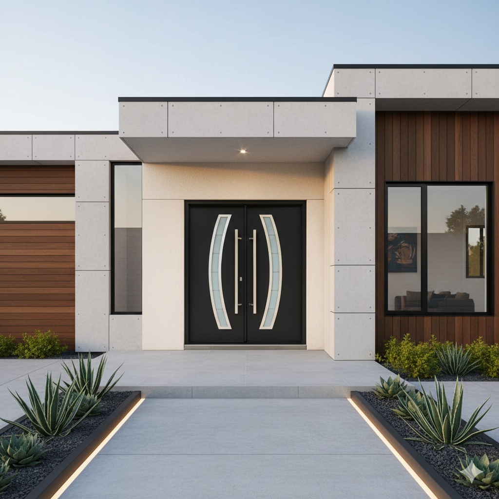 SWLLC Double Door with Curved Glass