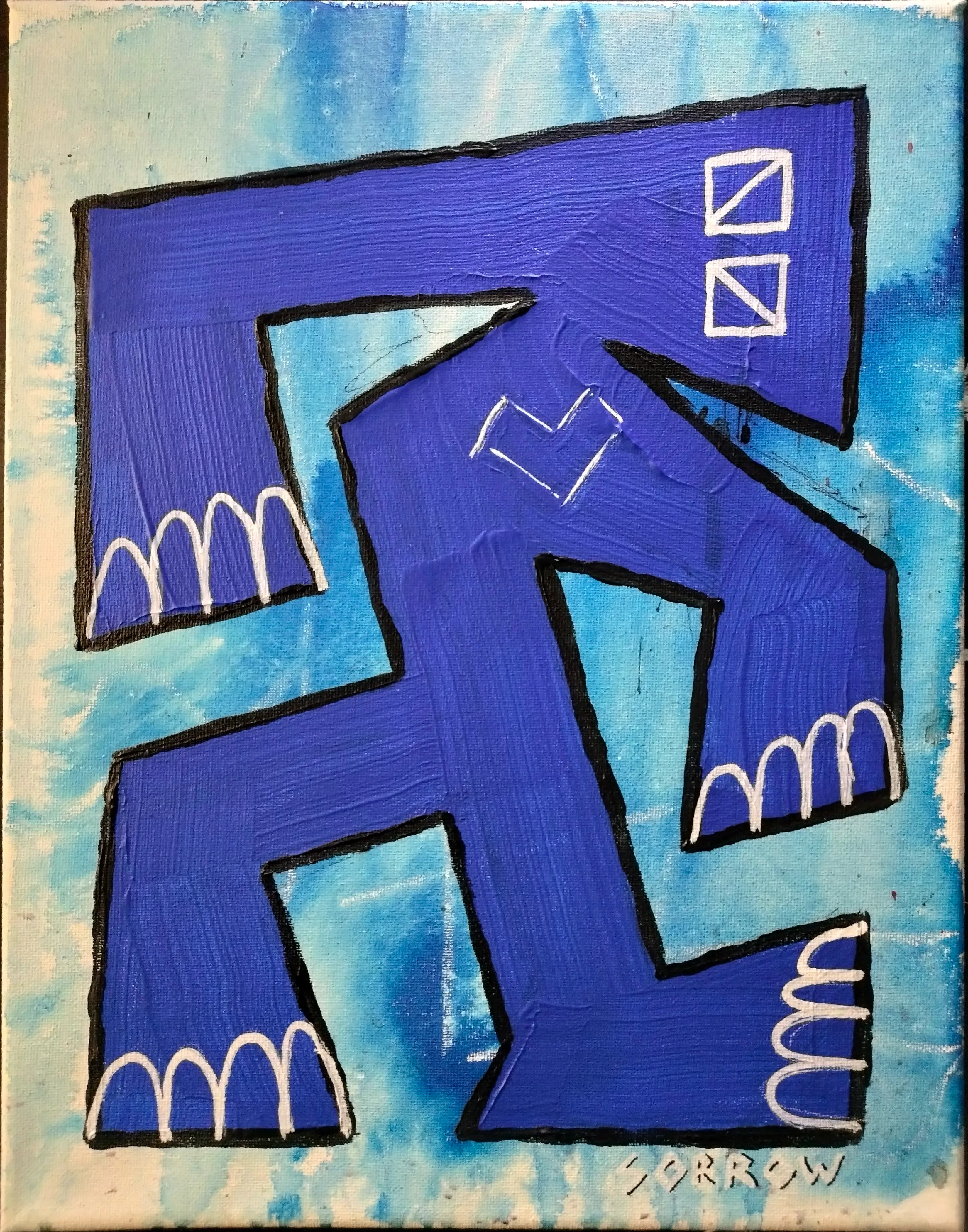 Abstract Blue Creature Painting