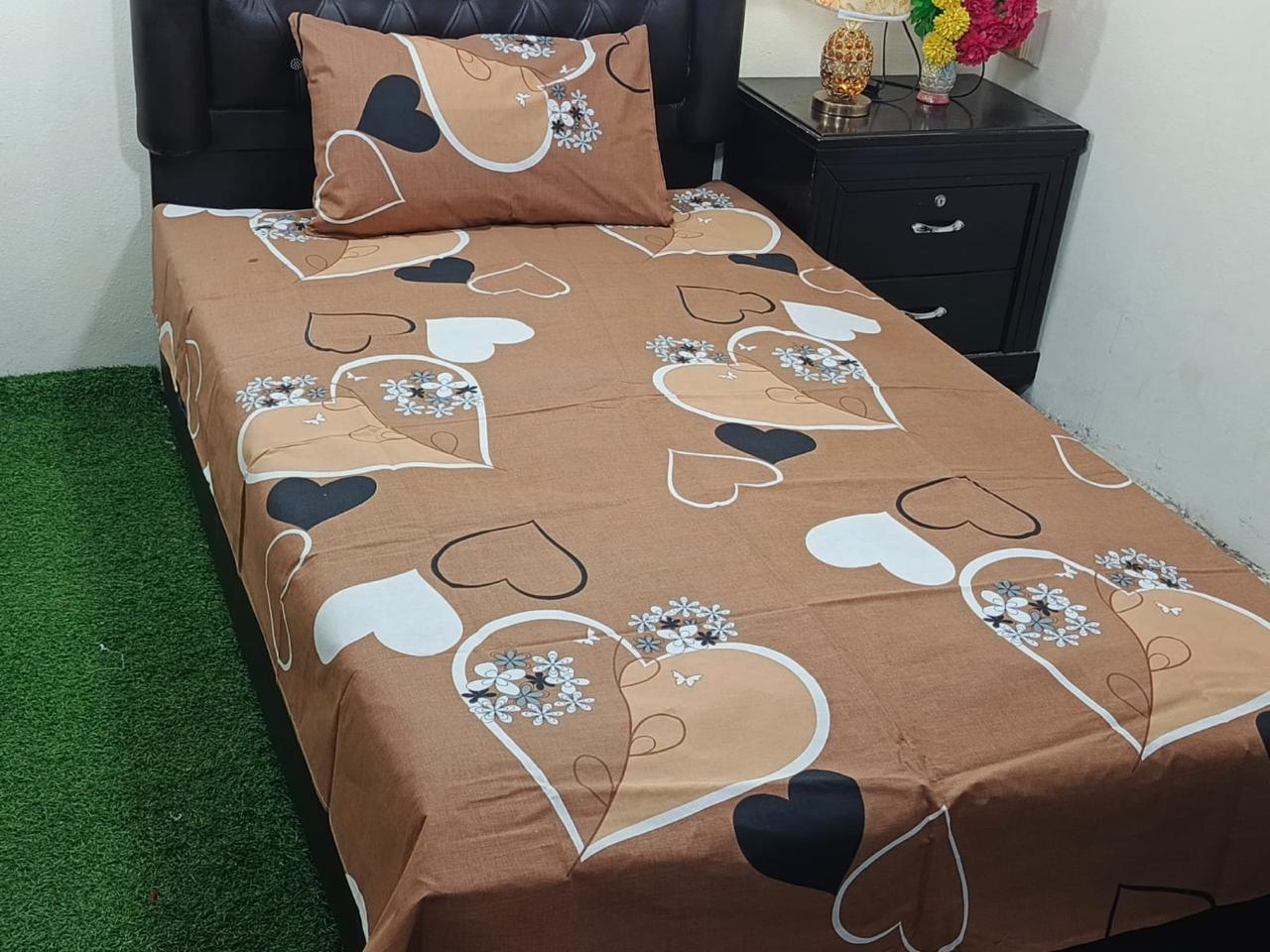 Cotton Two Single Bedsheets with Two Matching Pillow Covers