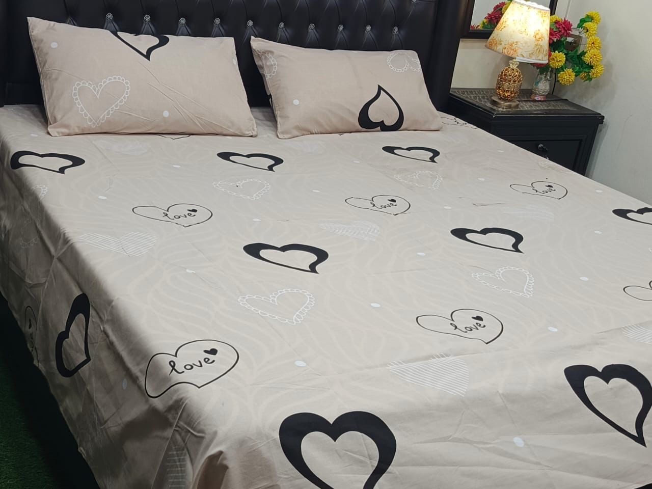 Premium Cotton Double Bedsheet with Two Matching Pillow Covers