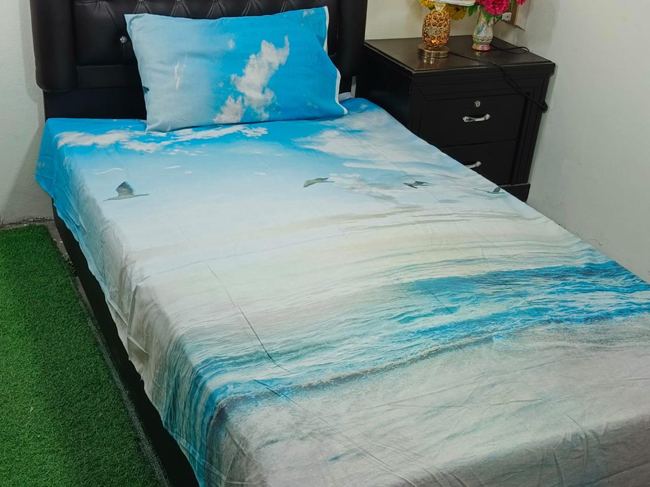 Cotton Two Single Bedsheets with Two Matching Pillow Covers
