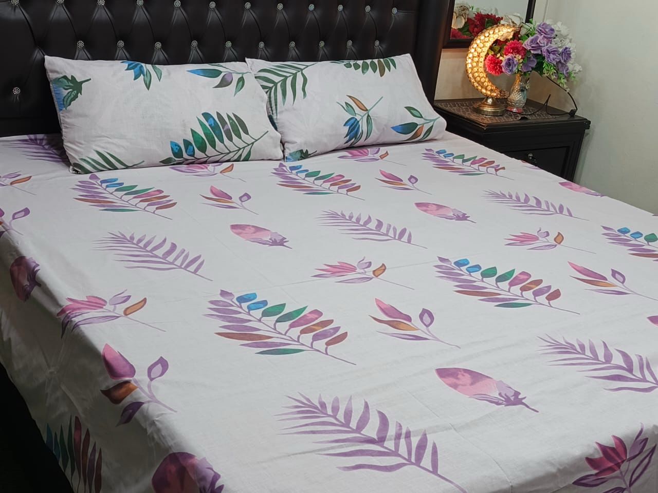 Premium Cotton Double Bedsheet with Two Matching Pillow Covers
