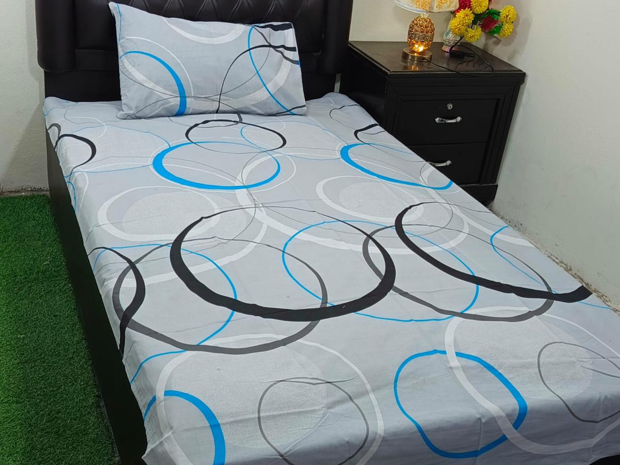 Cotton Two Single Bedsheets with Two Matching Pillow Covers