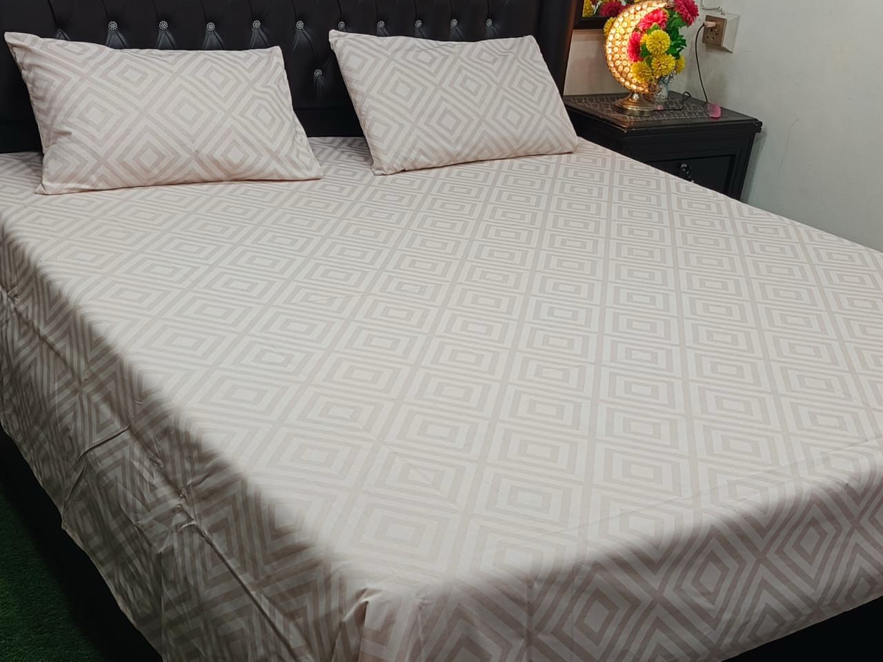 Cotton Double Bedsheet with Two Matching Pillow Covers