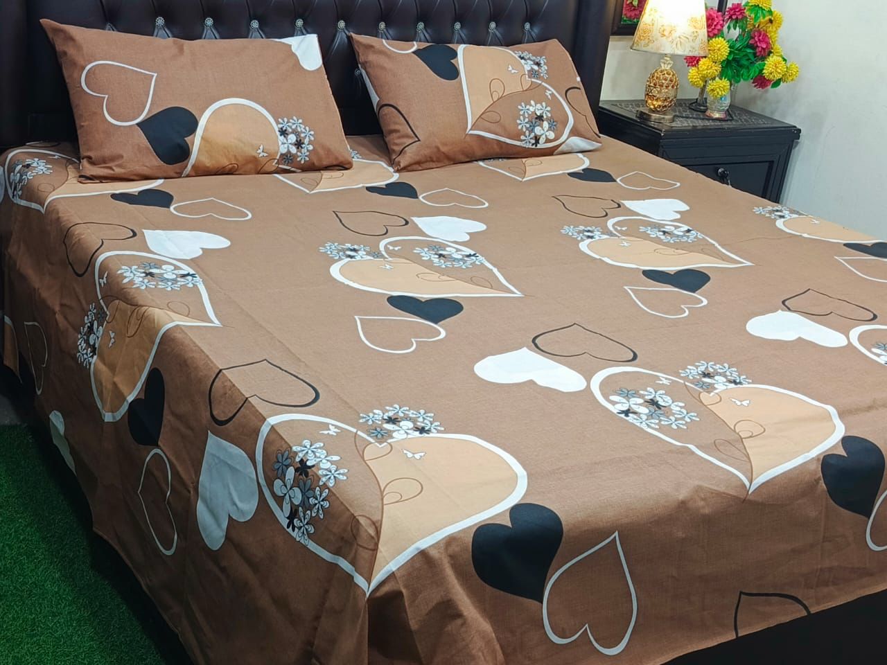Premium Cotton Double Bedsheet with Two Matching Pillow Covers