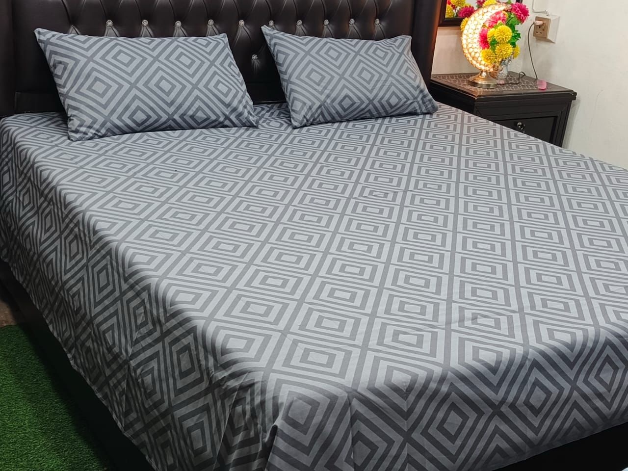 Cotton Double Bedsheet with Two Matching Pillow Covers