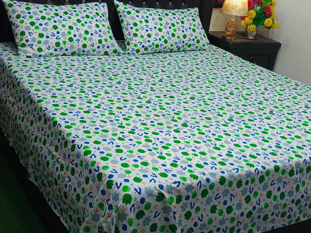 Premium Cotton Double Bedsheet with Two Matching Pillow Covers