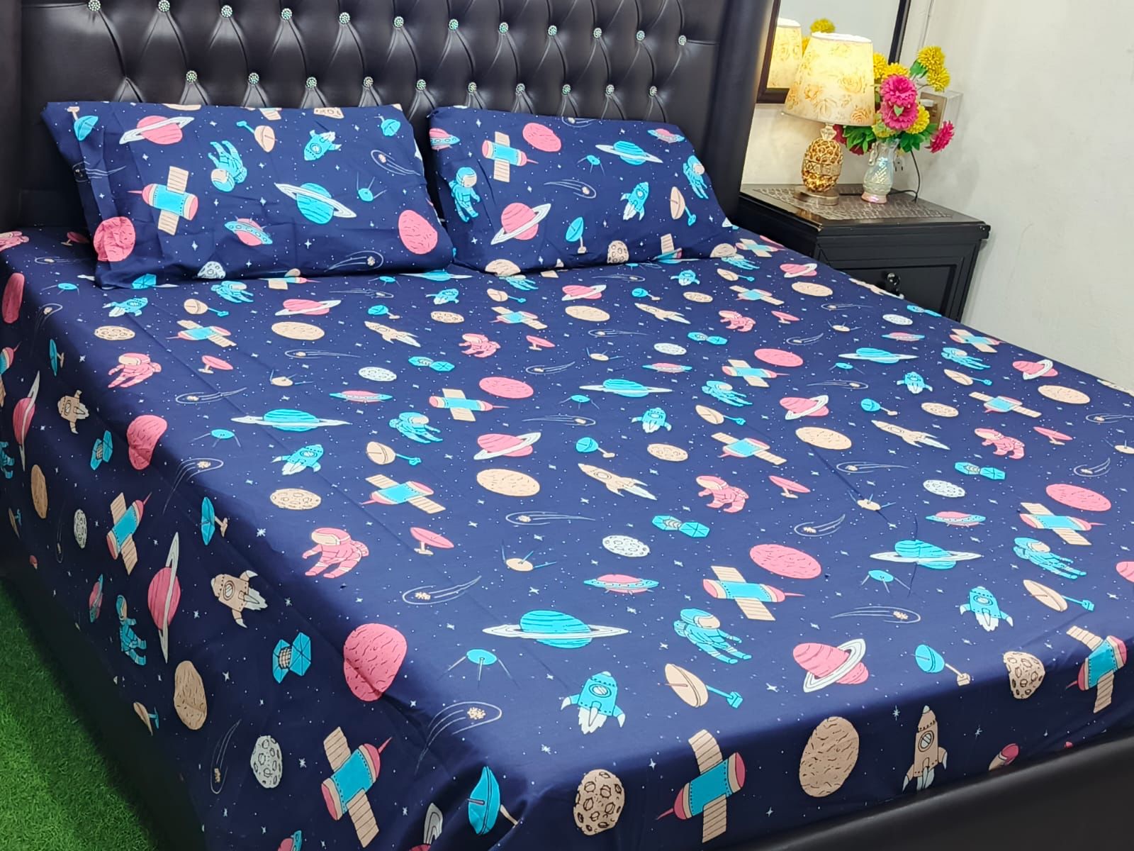 Cotton Double Bedsheet with Two Matching Pillow Covers for Kids