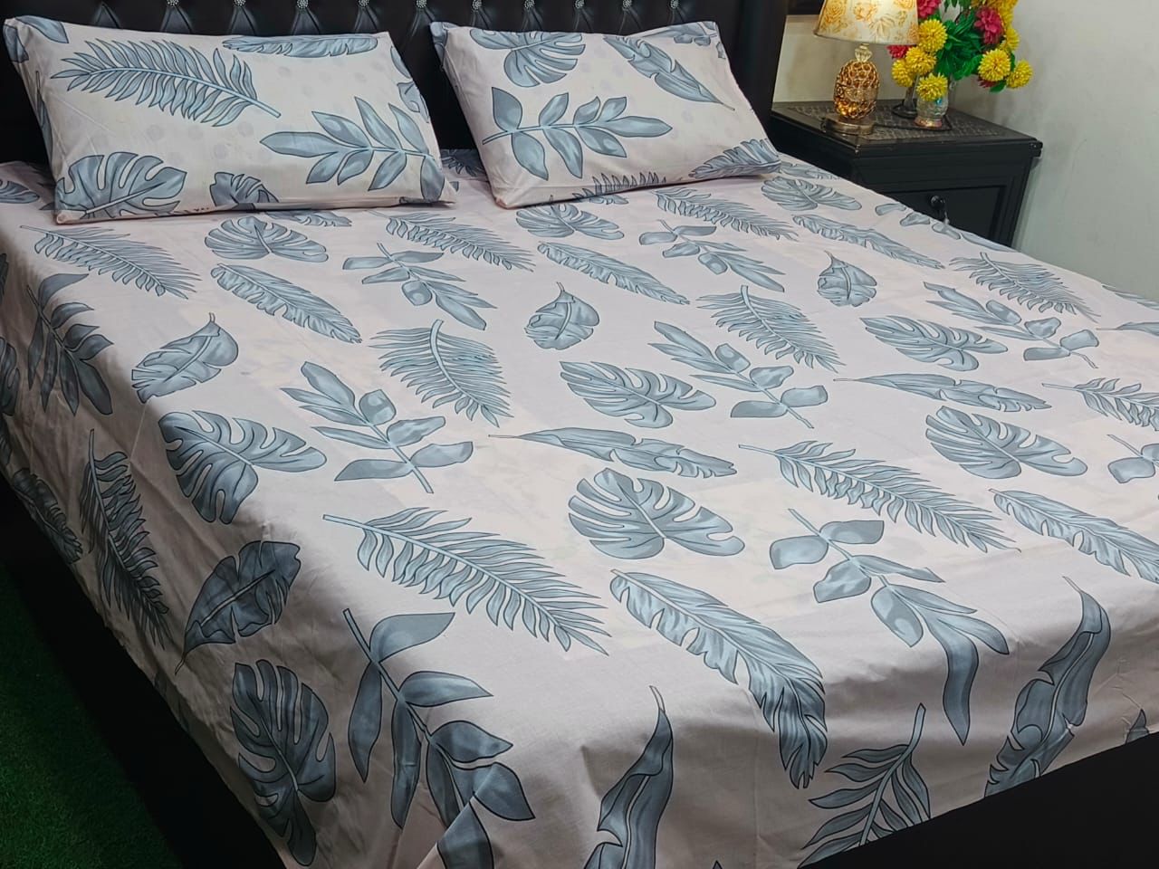 Cotton Double Bedsheet with Two Matching Pillow Covers