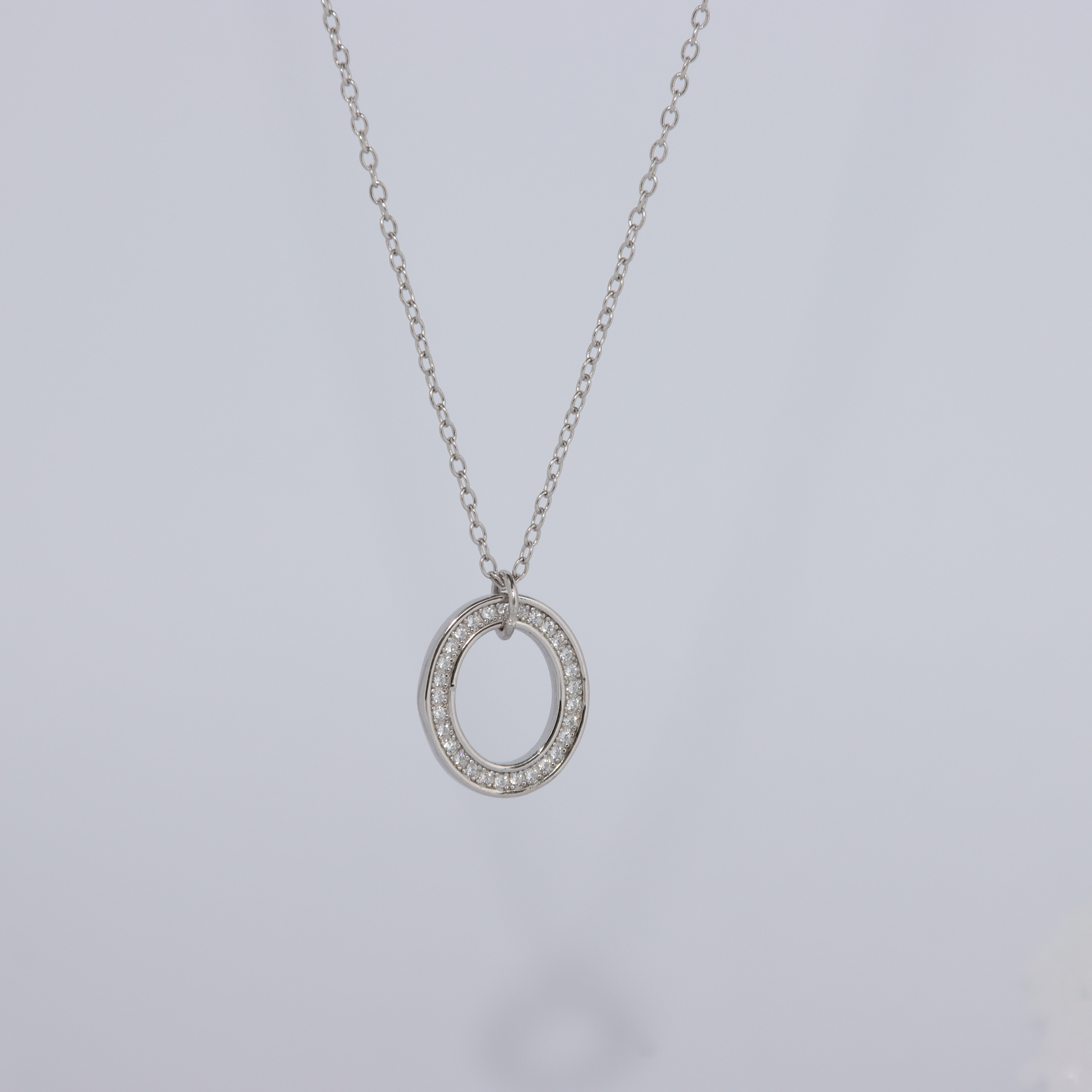 Conjunto Círculo em Prata 925 com Zircônias – Colar e Brincos