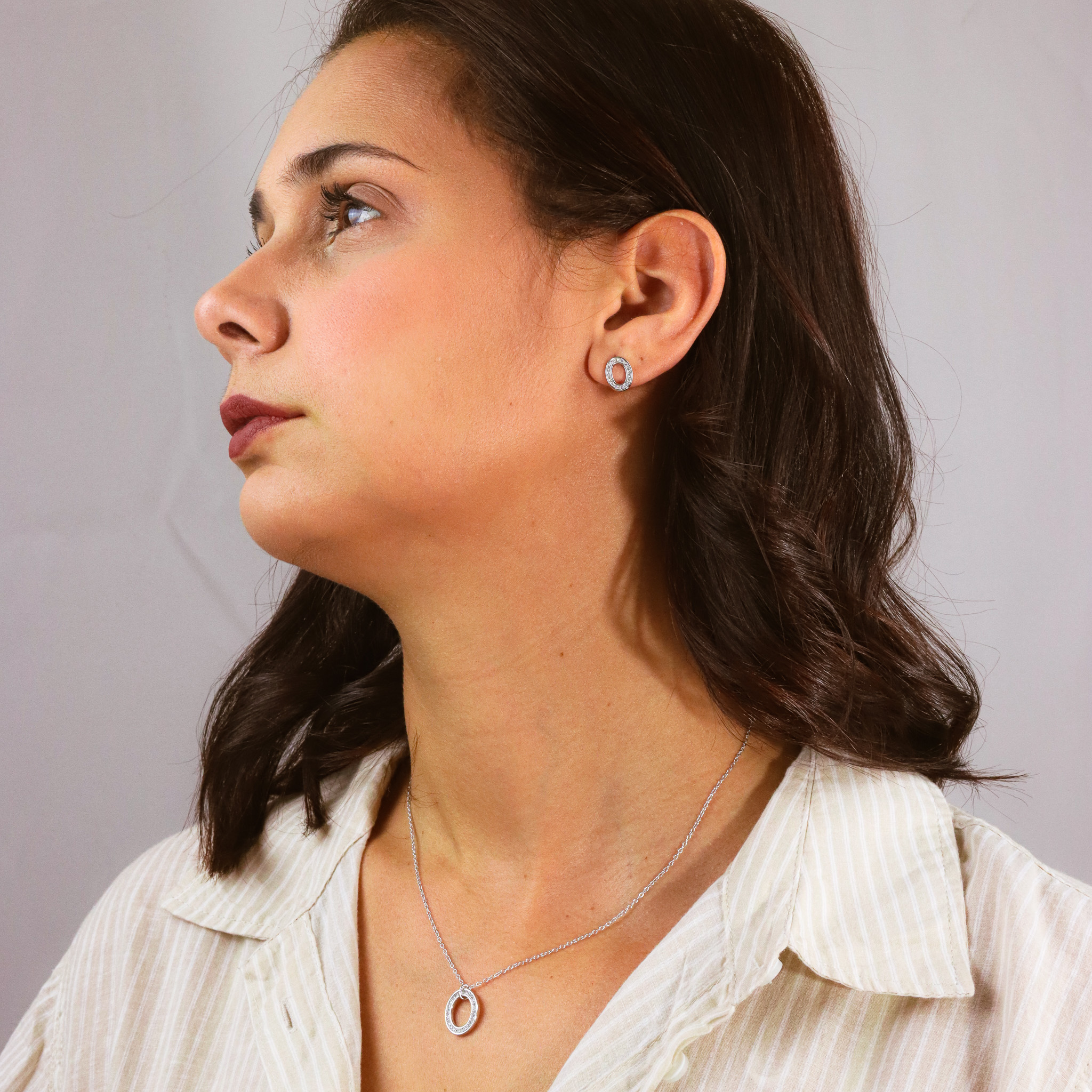 Conjunto Círculo em Prata 925 com Zircônias – Colar e Brincos