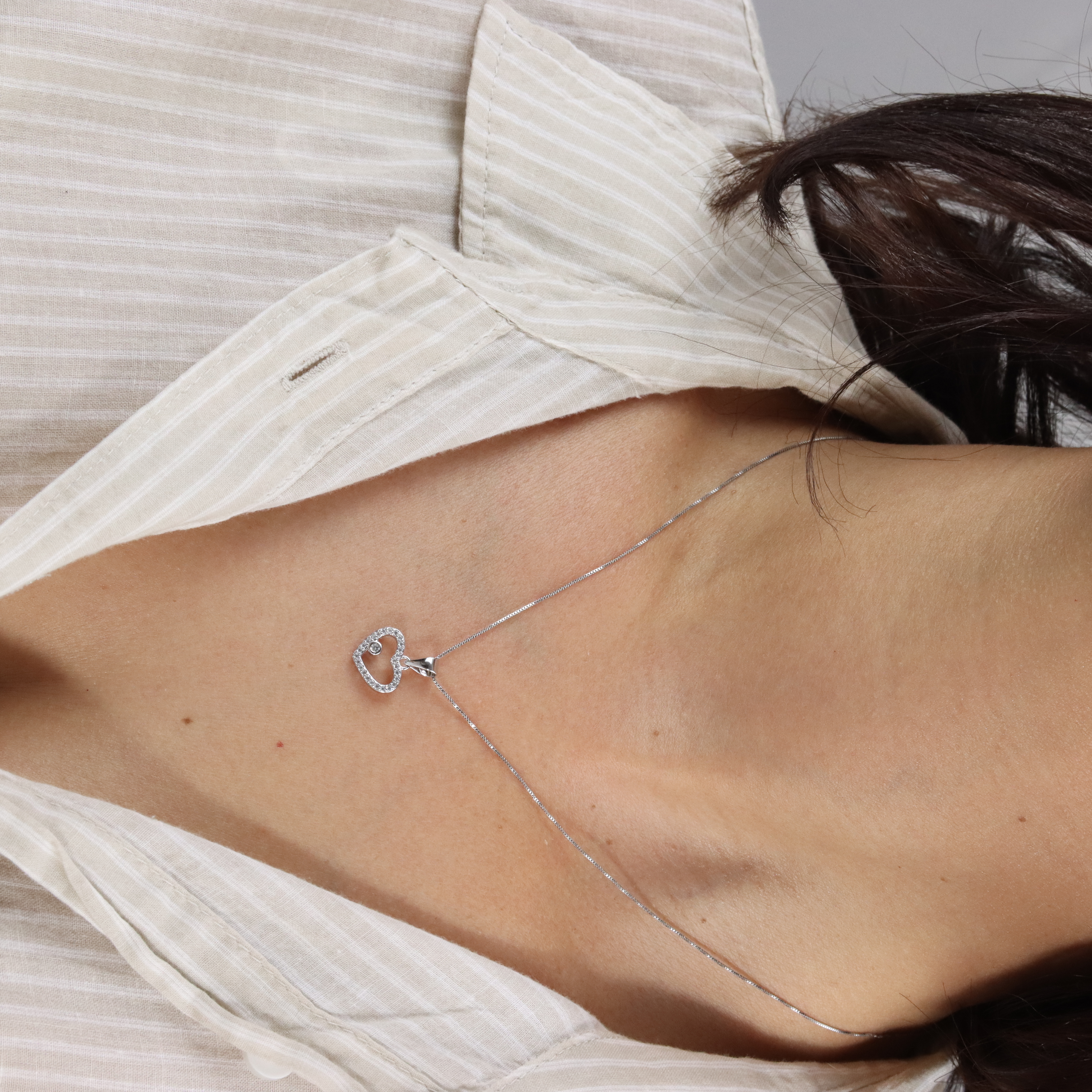 Conjunto Coração em Prata 925 com Zircónias – Colar e Brincos