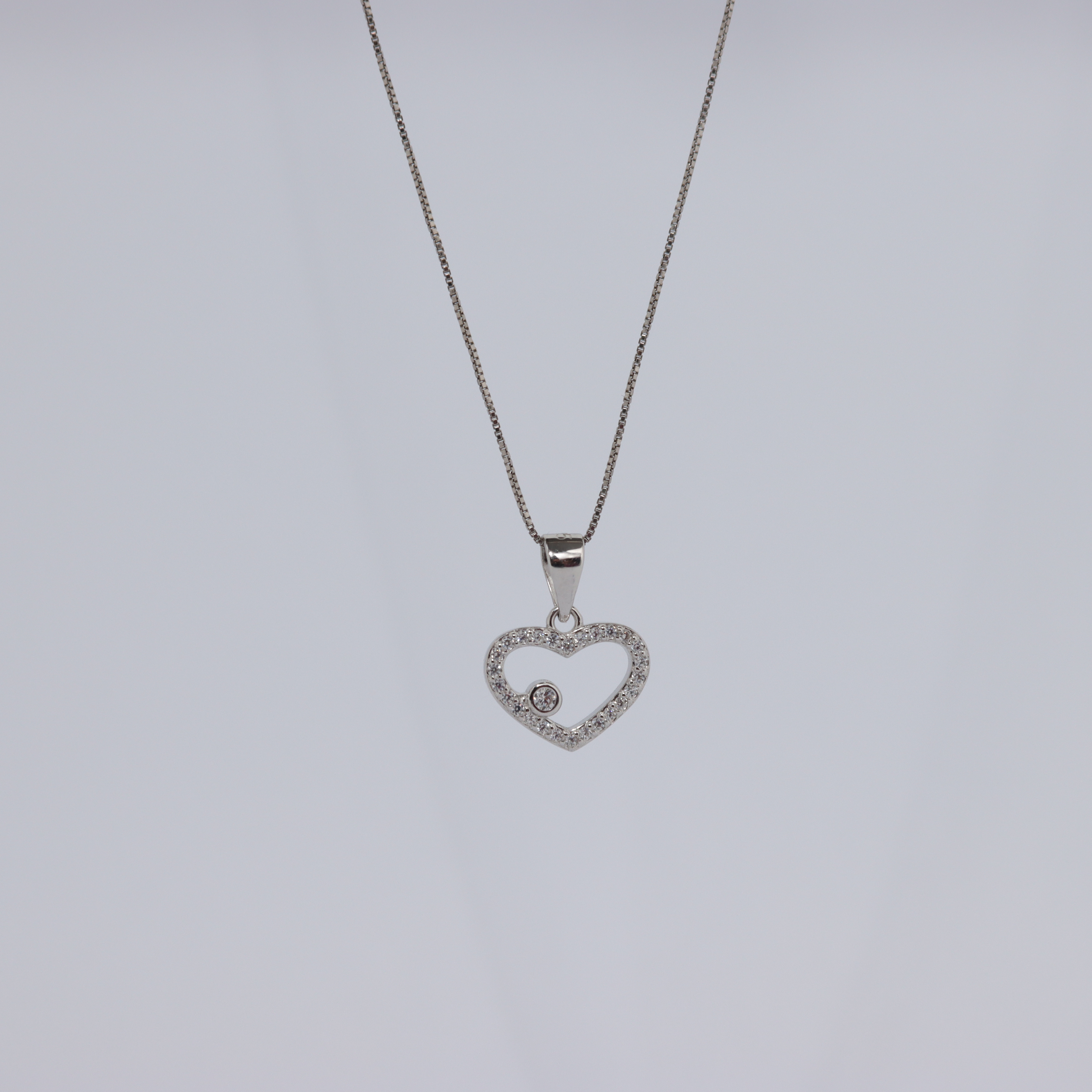 Conjunto Coração em Prata 925 com Zircónias – Colar e Brincos