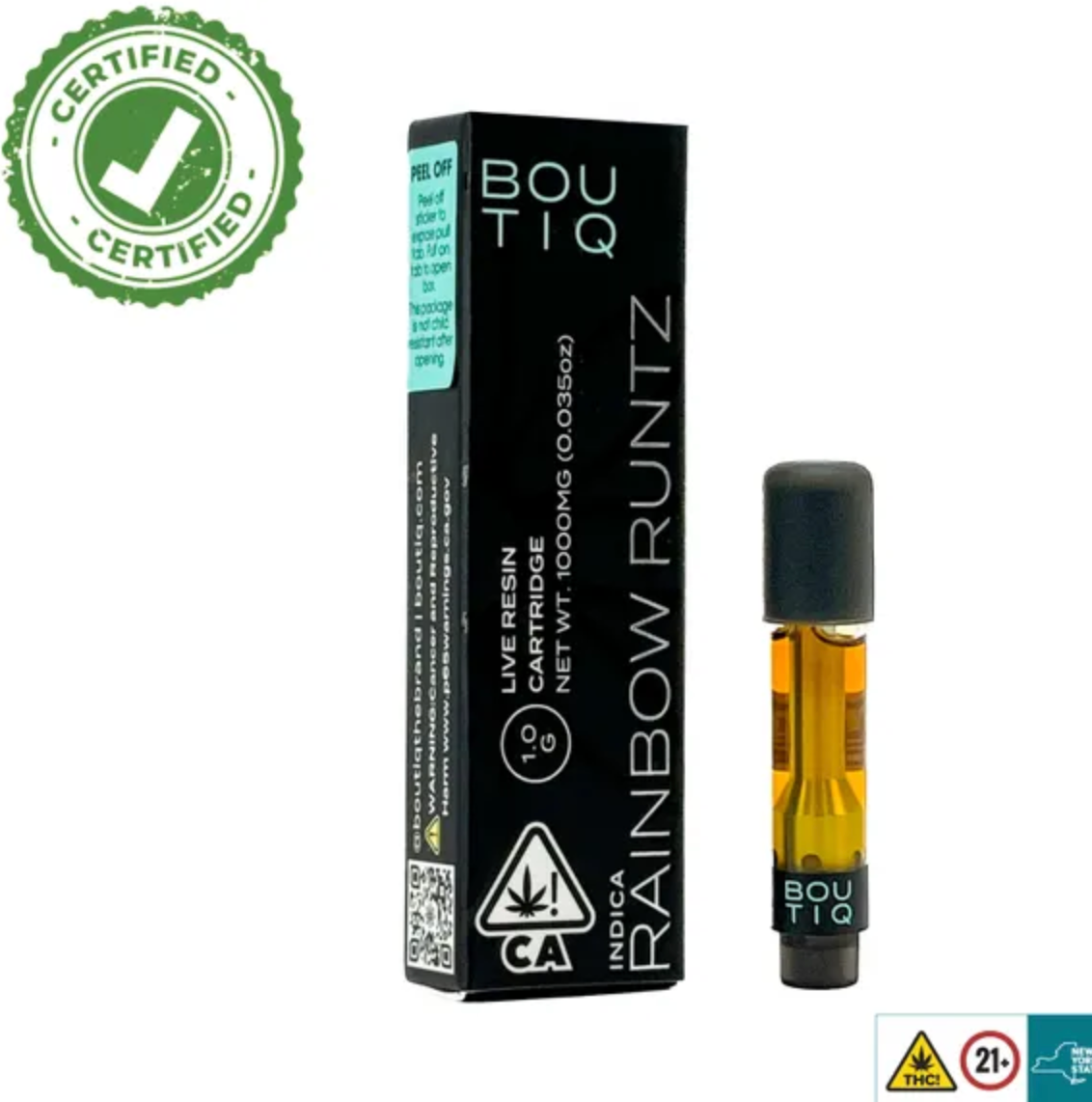 Rainbow Runtz Boutiq Carts – 1G Live Resin Cartridge – Indica