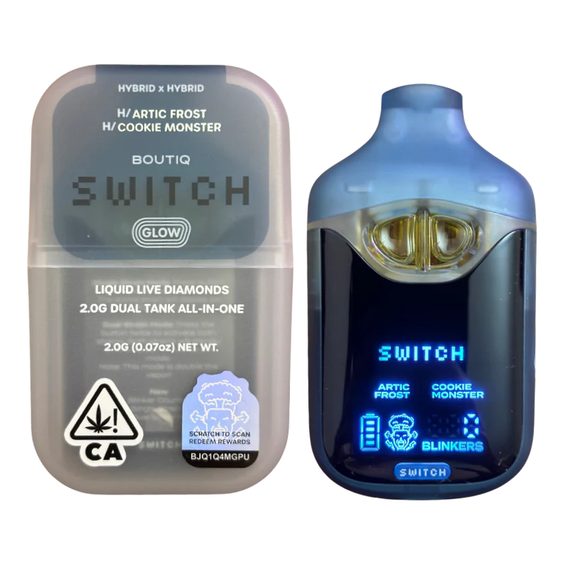 BOUTIQ SWITCH V4 GLOW EDITION - ARCTIC FROST x COOKIE MONSTER 2G DUAL TANK DISPOSABLE