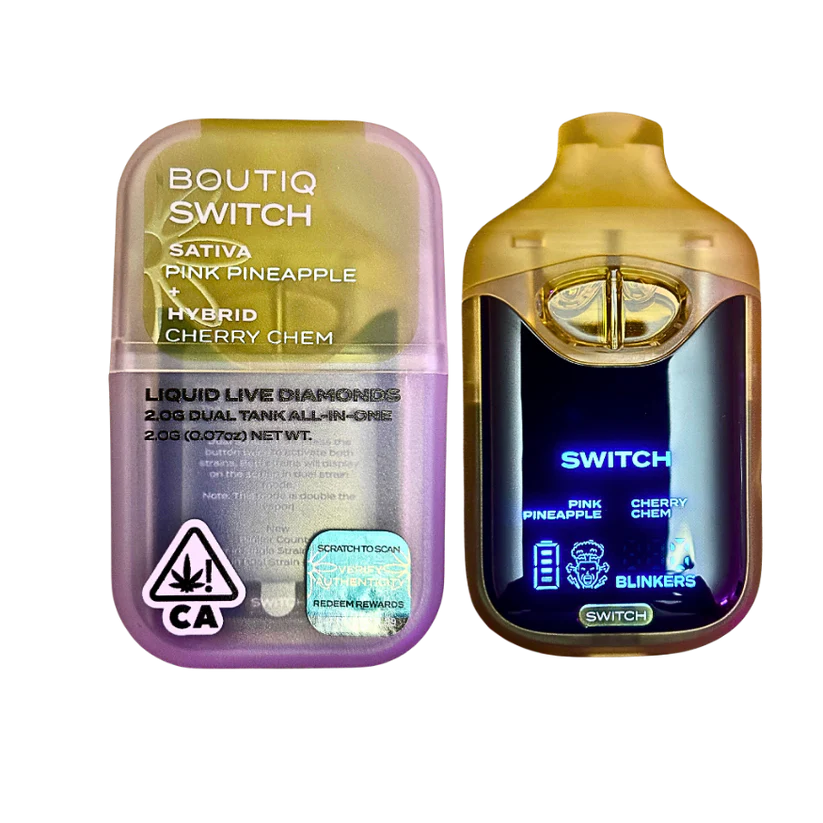 BOUTIQ SWITCH V4 GLOW EDITION - PINK PINEAPPLE x CHERRY CHEM 2G DUAL TANK DISPOSABLE
