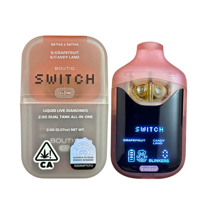 BOUTIQ SWITCH V4 GLOW EDITION - GRAPEFRUIT x CANDYLAND 2G DUAL TANK DISPOSABLE