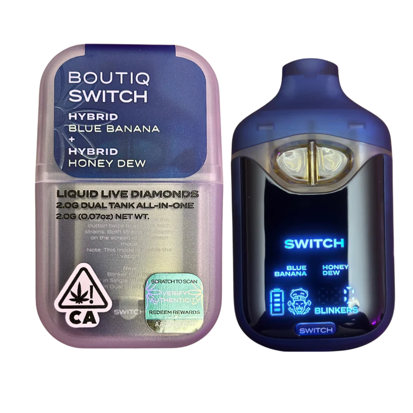 BOUTIQ SWITCH V4 GLOW EDITION - BLUE BANANA x HONEY DEW 2G DUAL TANK DISPOSABLE