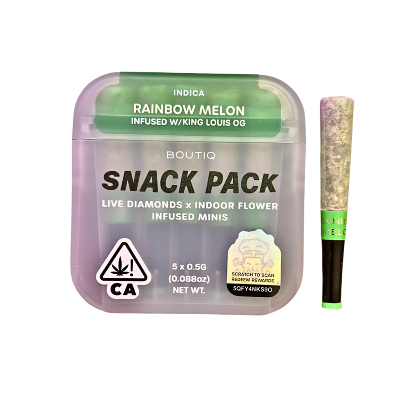 BOUTIQ SNACK PACK - RAINBOW MELON INFUSED WITH KING LOUIS OG PRE-ROLL PACK