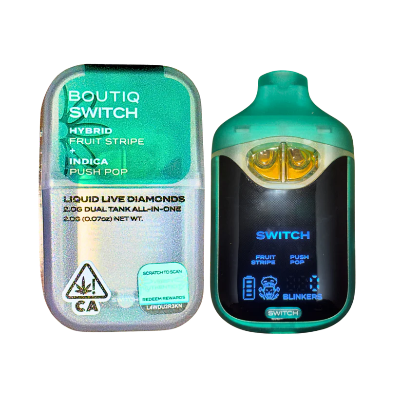 BOUTIQ SWITCH V4 GLOW EDITION - FRUIT STRIPE x PUSH POP 2G DUAL TANK DISPOSABLE