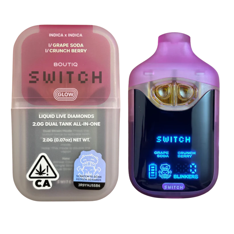 BOUTIQ SWITCH V4 GLOW EDITION - GRAPE SODA x CRUNCH BERRY 2G DUAL TANK DISPOSABLE