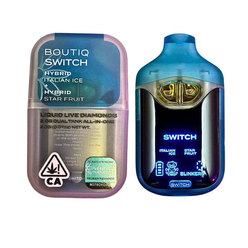 BOUTIQ SWITCH V4 GLOW EDITION - ITALIAN ICE x STAR FRUIT 2G DUAL TANK DISPOSABLE