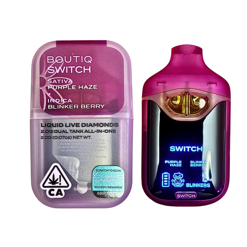 BOUTIQ SWITCH V4 GLOW EDITION - PURPLE HAZE x BLINKER BERRY 2G DUAL TANK DISPOSABLE