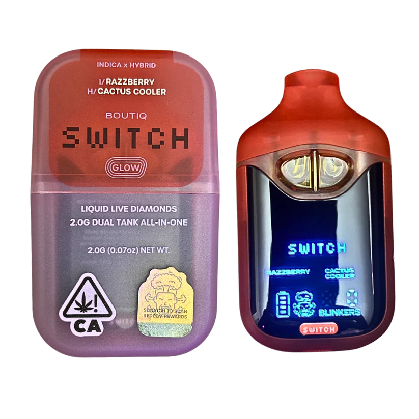 BOUTIQ SWITCH V4 GLOW EDITION - RAZZBERRY x CACTUS COOLER 2G DUAL TANK DISPOSABLE