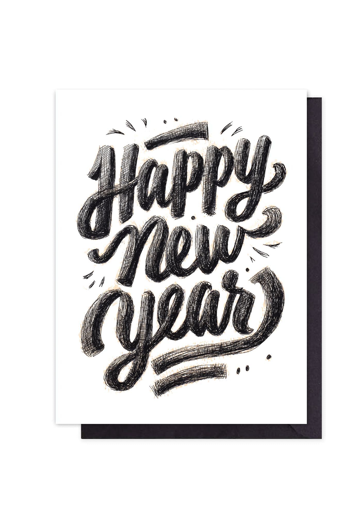 Happy New Year Black and White