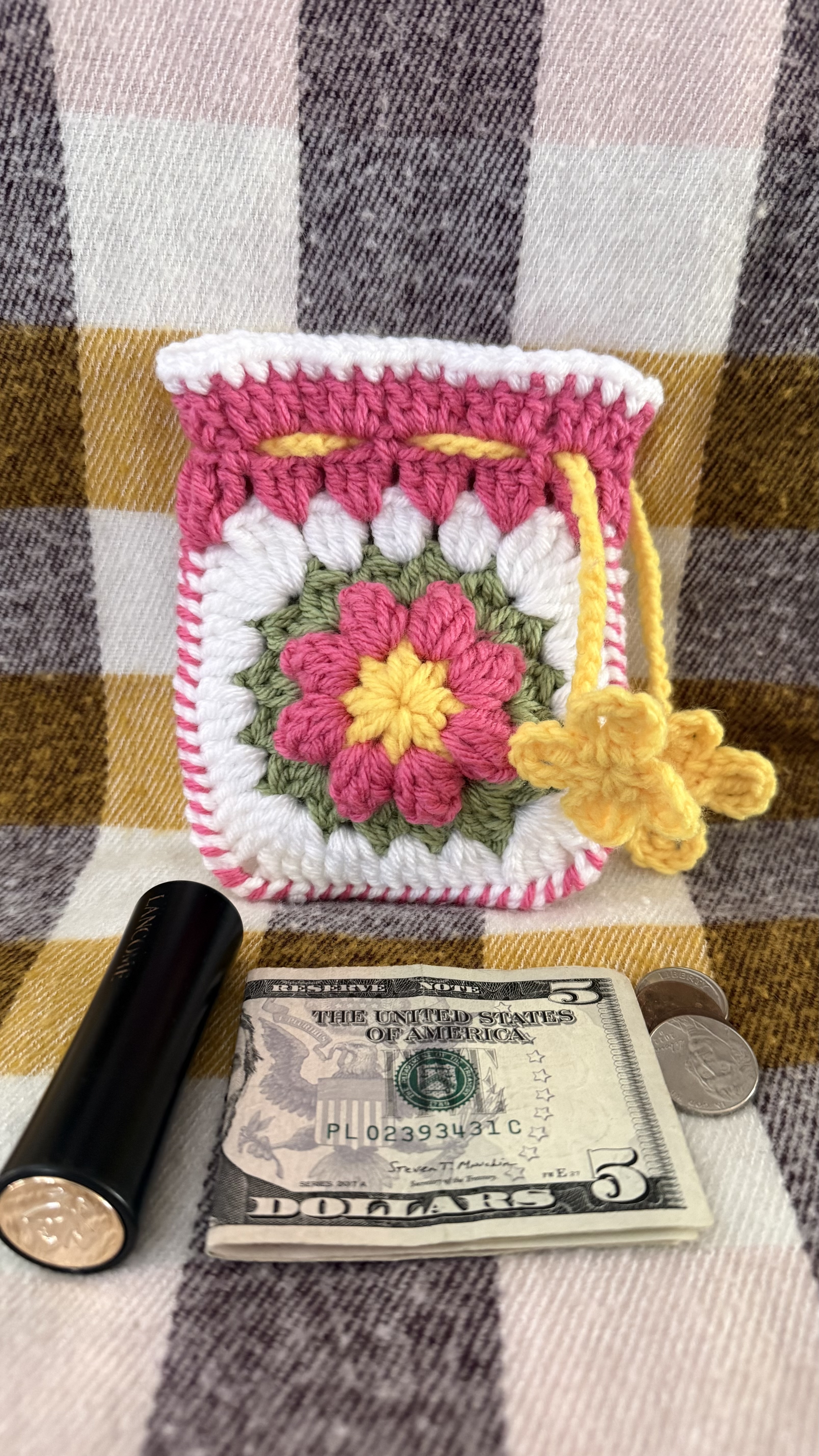 Crochet Floral Pouch
