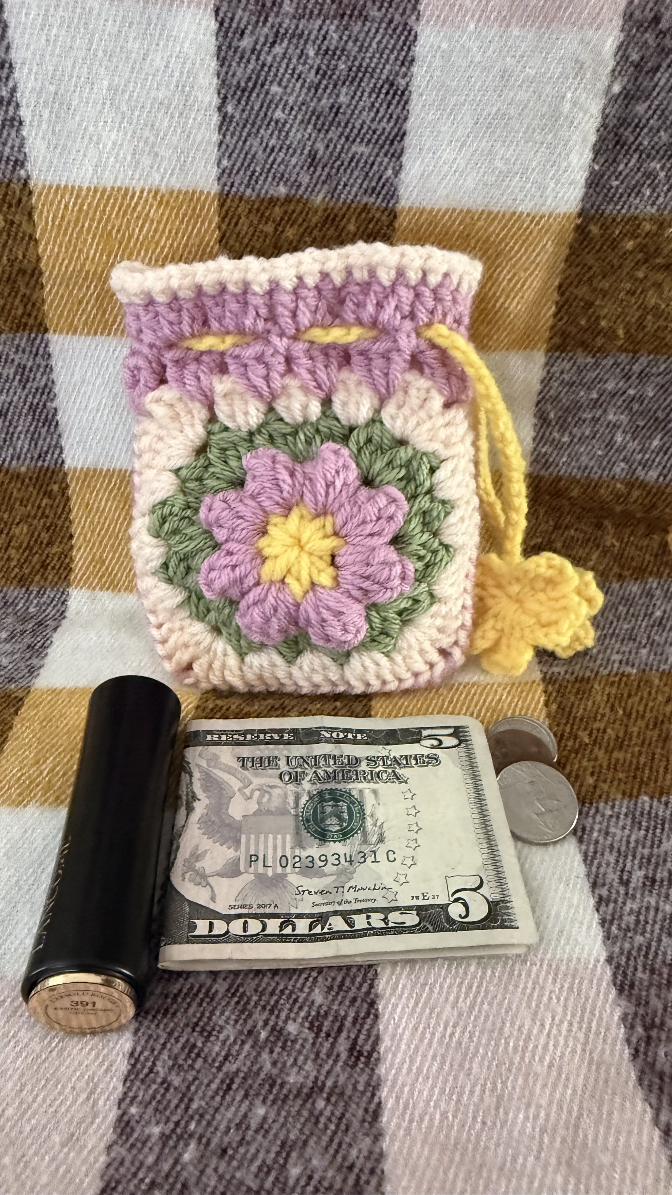 Crochet Flower Pouch