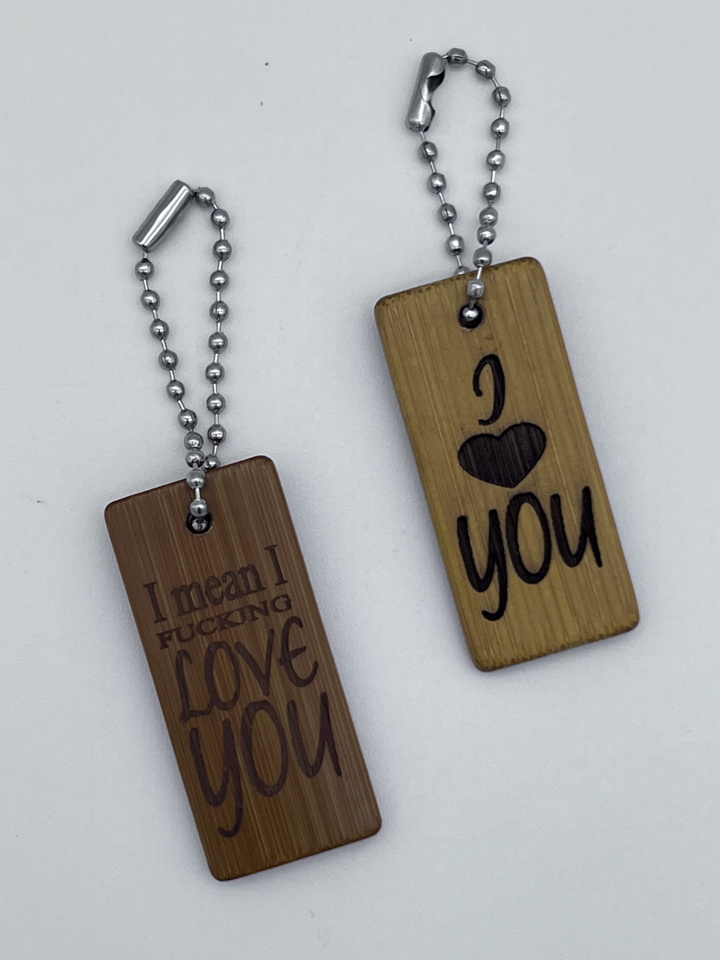 Wooden Love Message Keychain