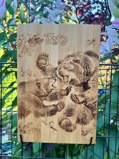 Handcrafted Wooden Bear Art Plaque