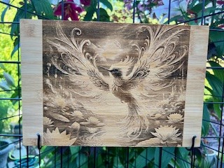 Laser-Engraved Wooden Phoenix Art