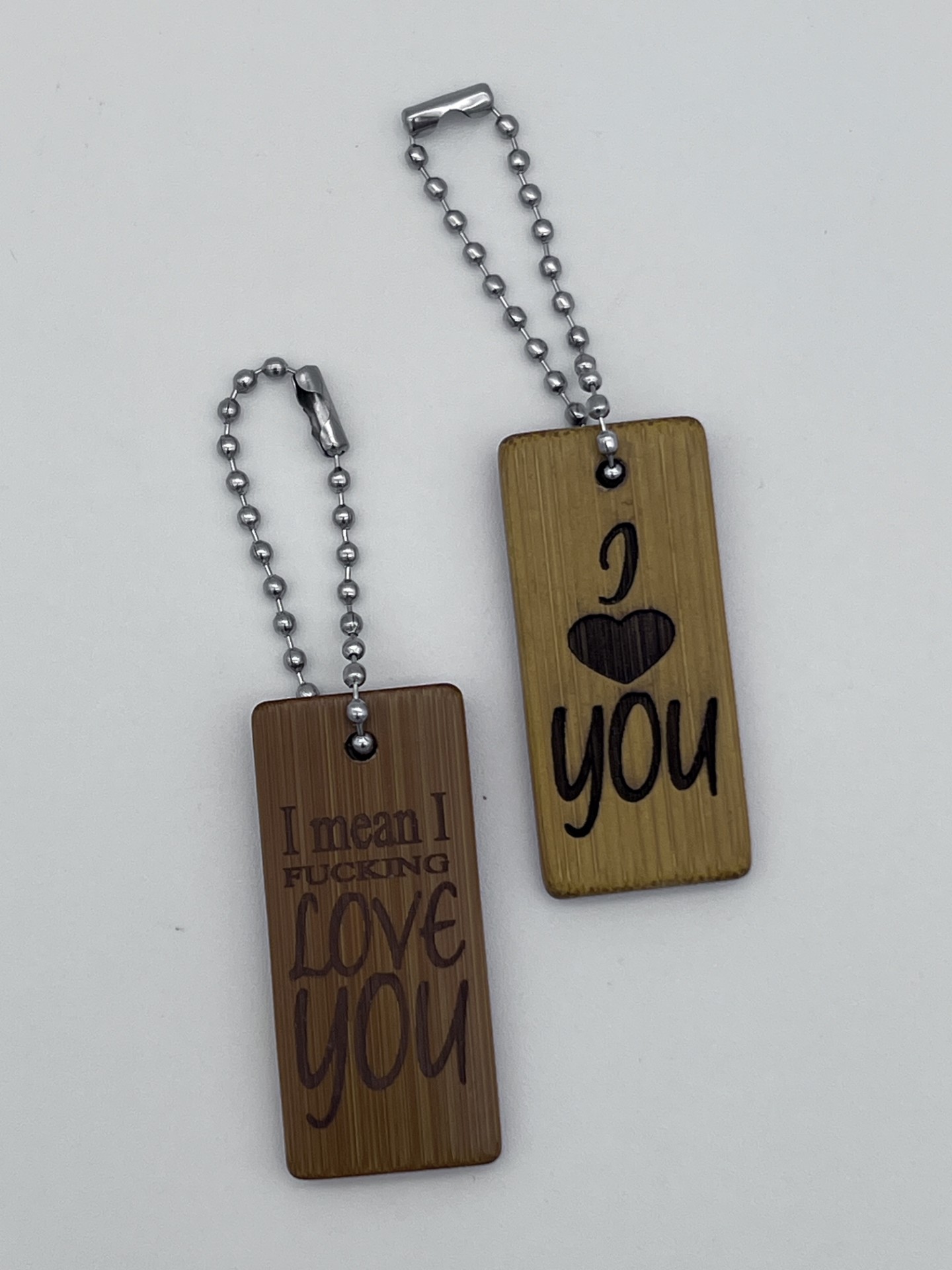 Wooden Love Message Keychain