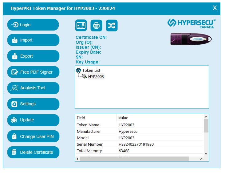 HyperPKI Token Manager HYP2003